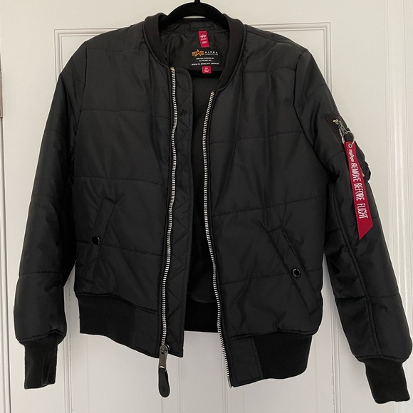 Black Alpha Industries Bomber Jacket - Picture 3 of 5